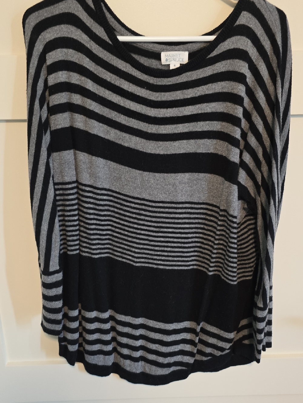Market & Spruce Black and Gray Striped Sweater
